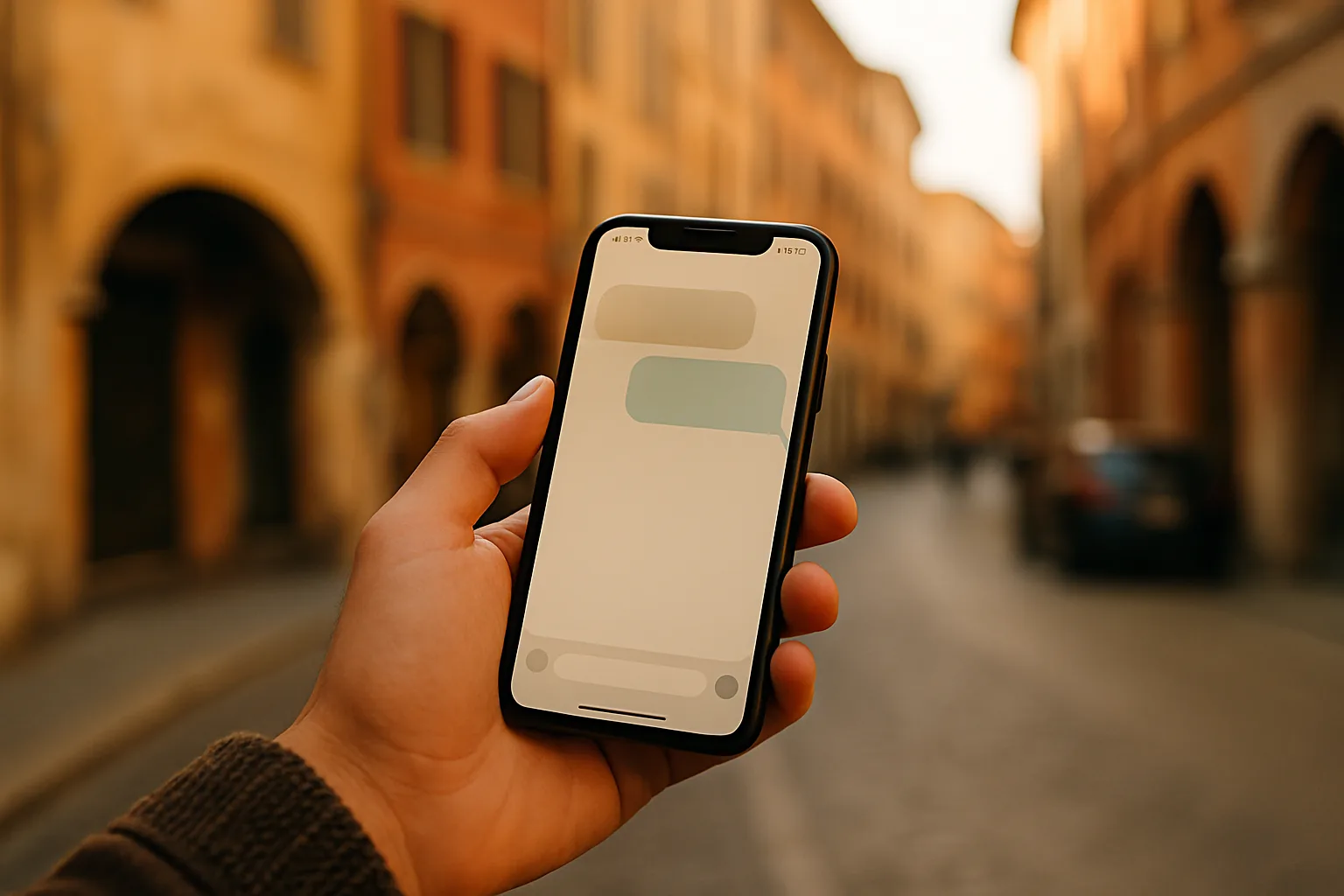 Un cliente che cerca un'azienda tramite un assistente AI su smartphone
