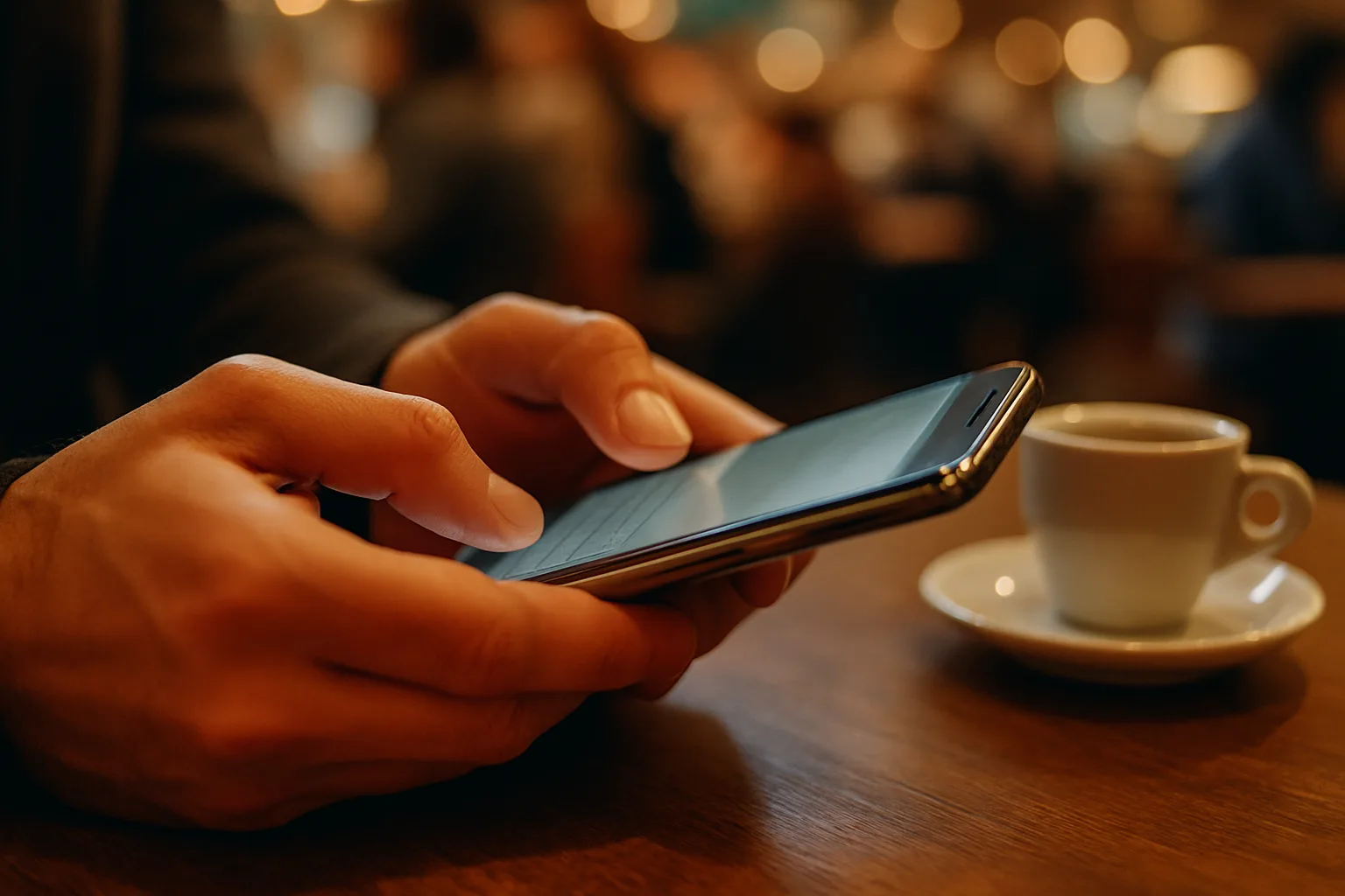 Kundin stellt einer KI-Suchmaschine eine Frage über das Smartphone