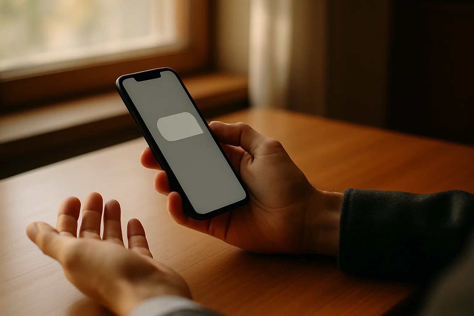 Conversation par chat sur smartphone illustrant une réponse automatique à une question client