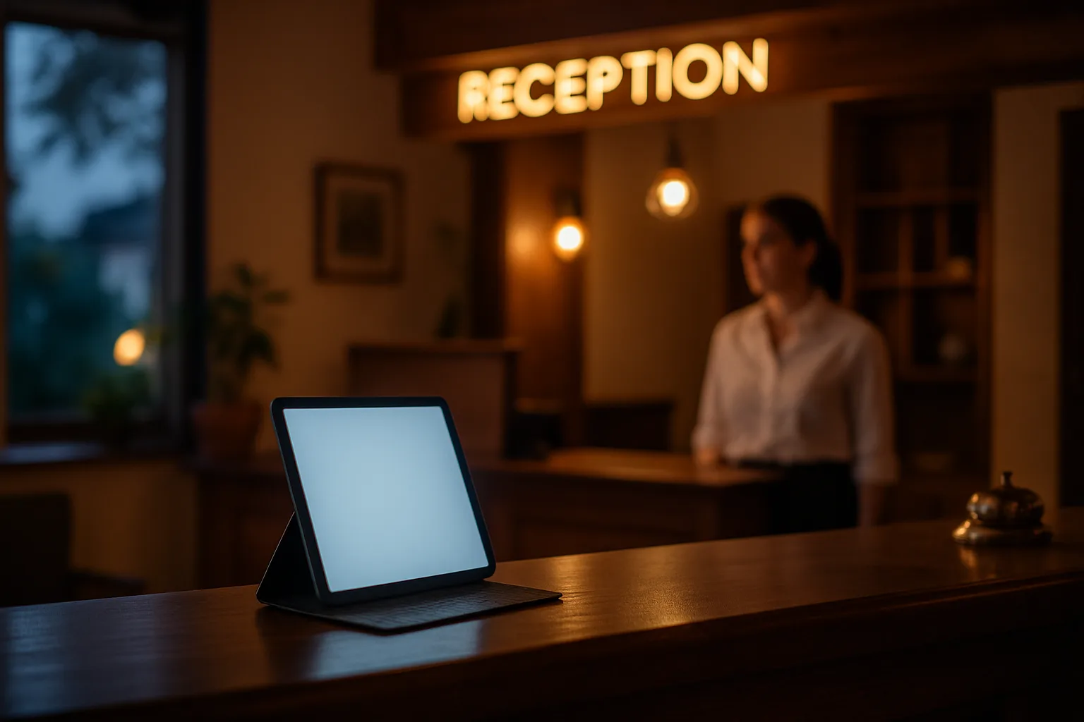 Accueil d'un hôtel indépendant avec un système de réponse automatique disponible en dehors des heures d'accueil