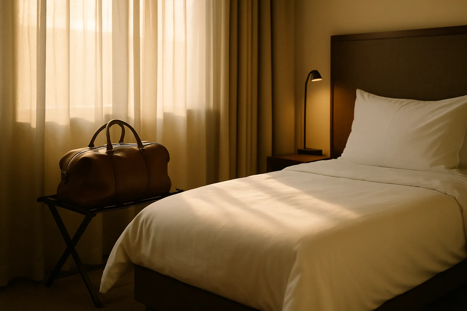Chambre d'hôtel lumineuse et soignée, idéale pour attirer les voyageurs via les recommandations IA
