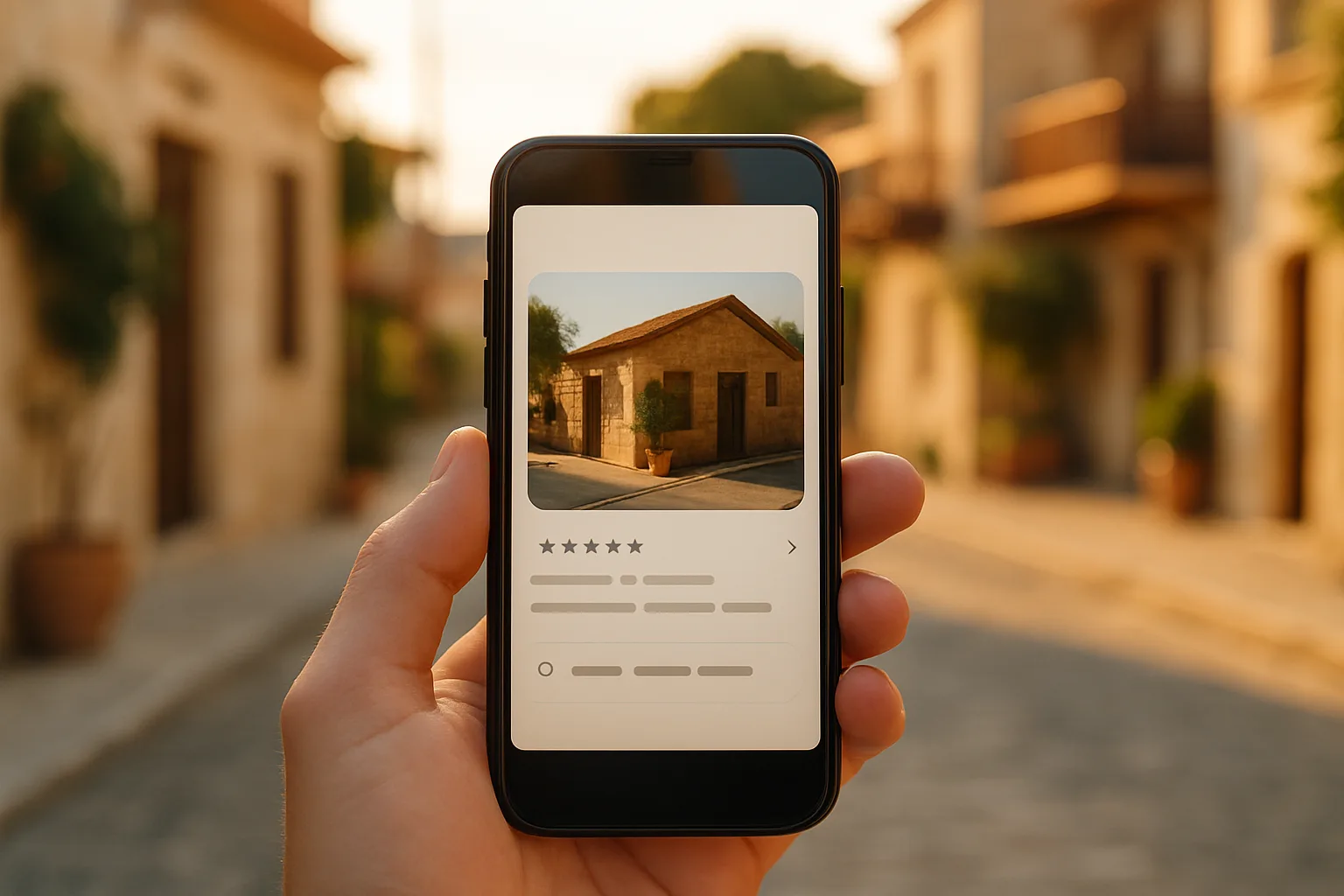 Smartphone που εμφανίζει σύσταση τοπικής επιχείρησης από AI assistant
