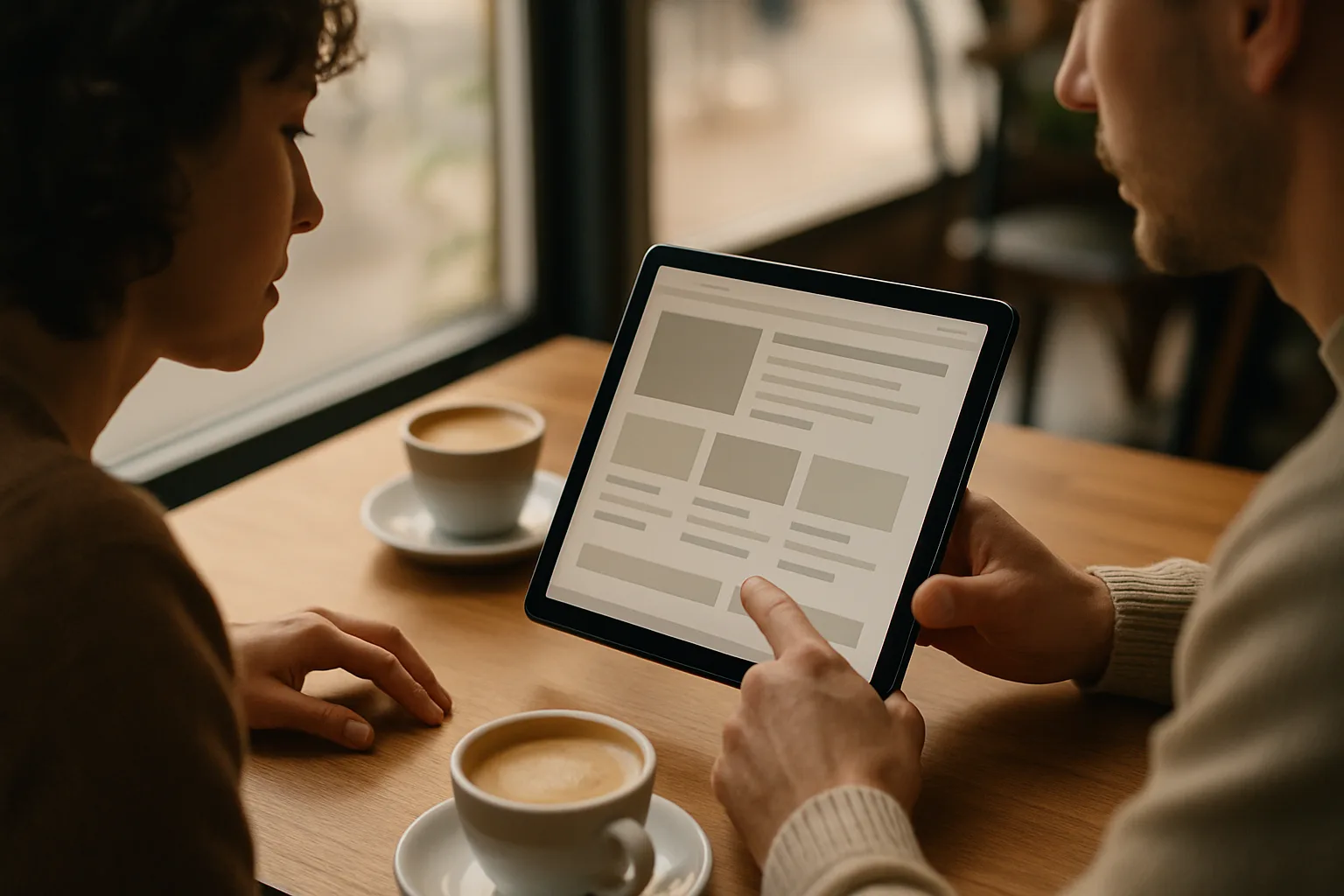 Beratungsgespräch zur Website-Erstellung mit Tablet und Festpreisübersicht