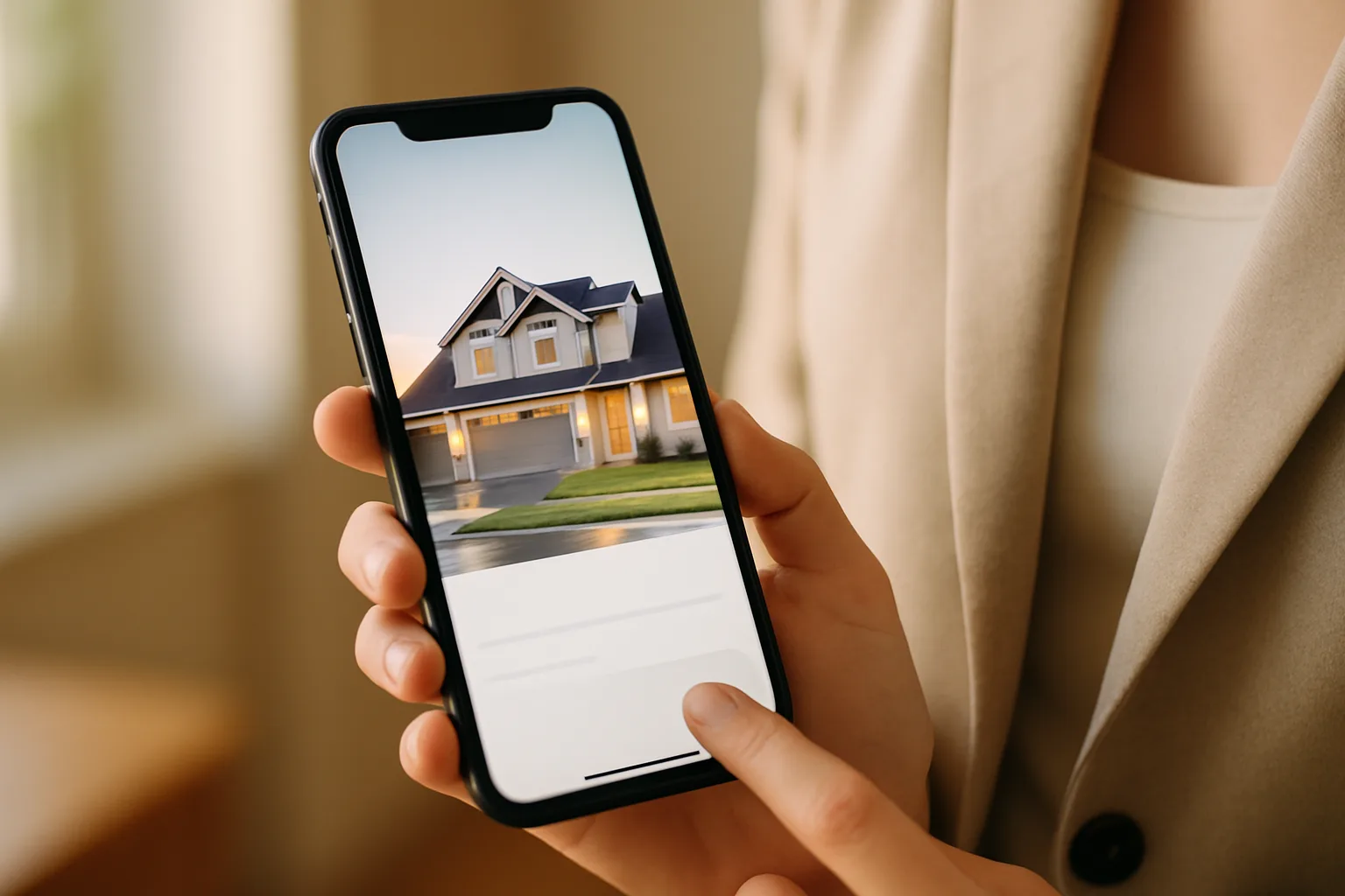 Property listing website displayed on a smartphone screen