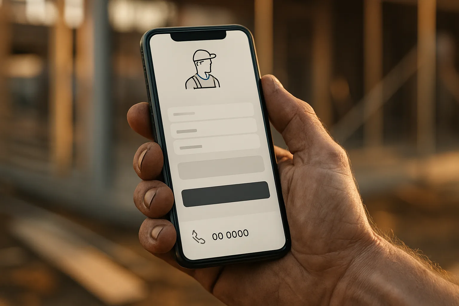 Responsive Handwerker-Website auf dem Smartphone mit sichtbarem Kontaktformular