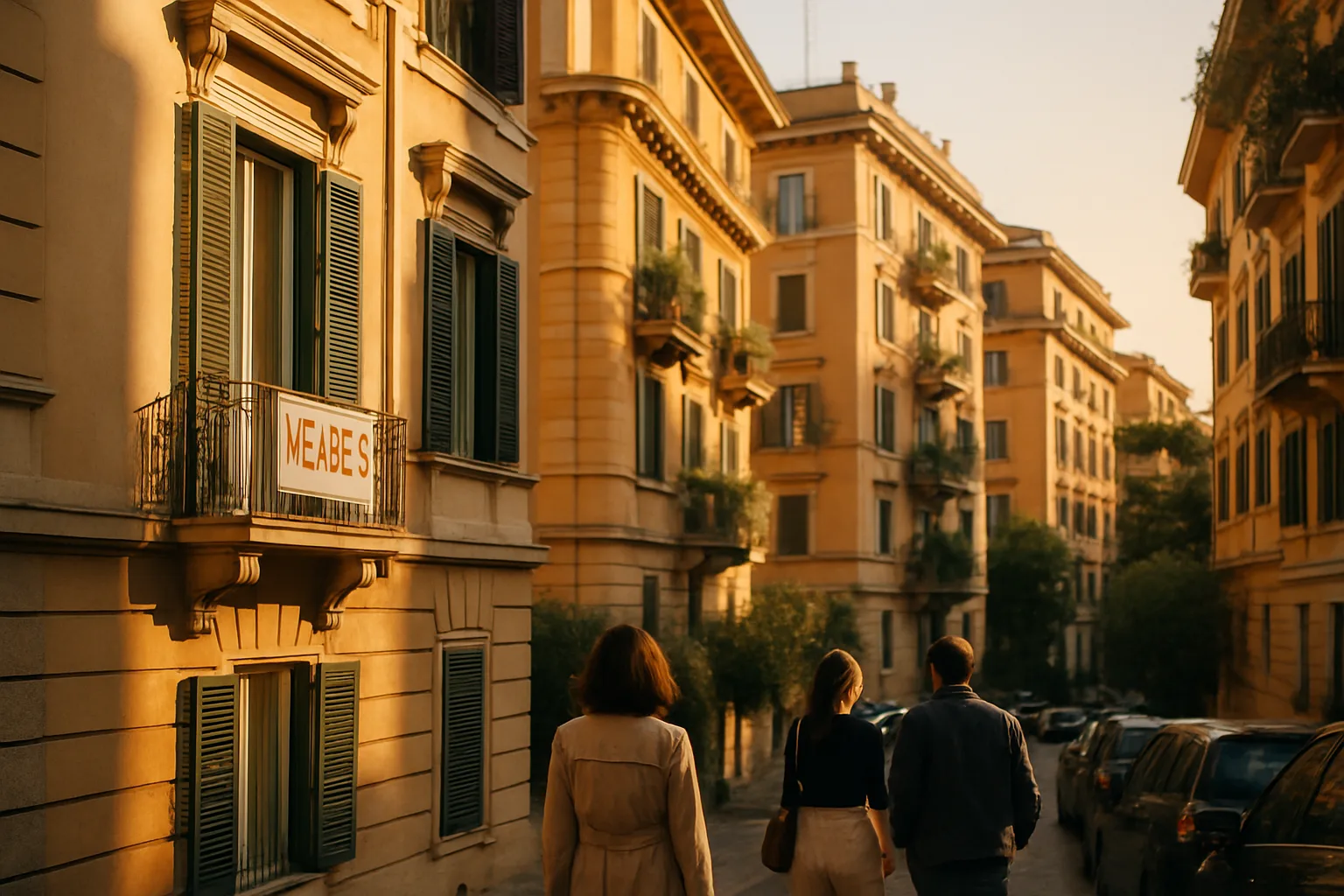 Appartamento in vendita in un quartiere residenziale di Roma con cartello vendesi sul balcone