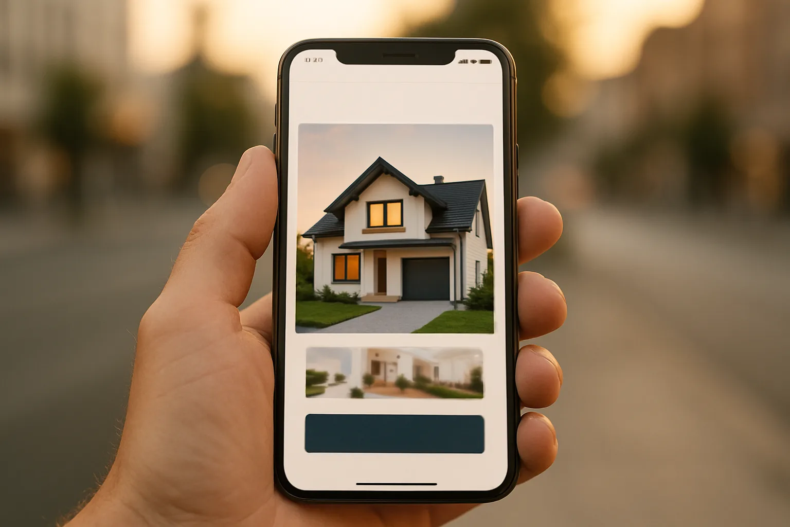 Mobiloptimierte Immobilienmakler Website auf einem Smartphone
