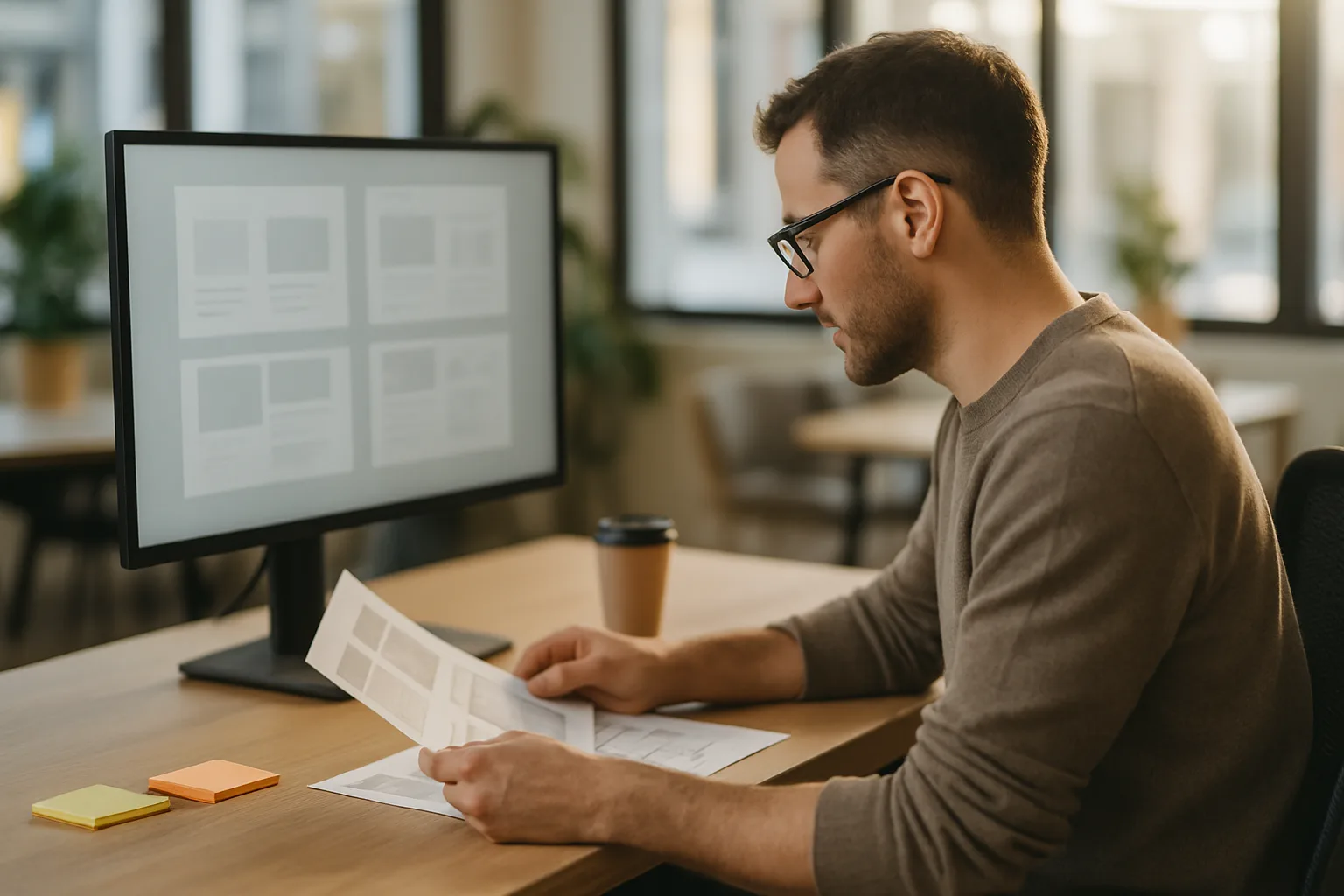 Webspezialist arbeitet an der professionellen Website eines kleinen Unternehmens
