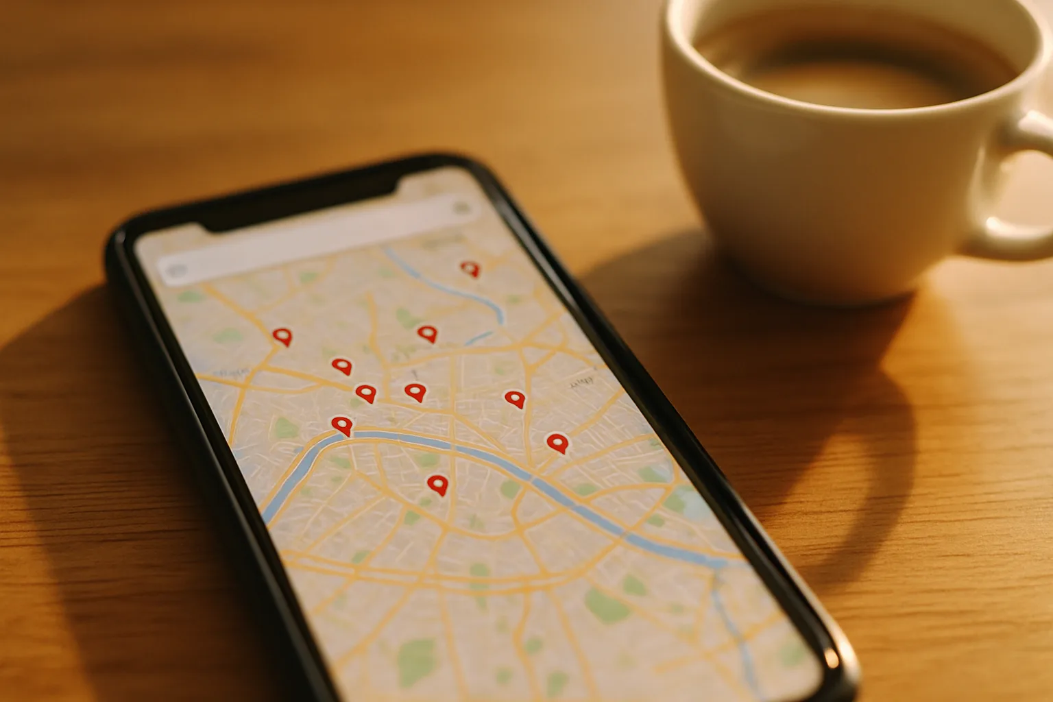 Recherche d'hôtel sur Google Maps depuis un smartphone, établissement indépendant absent des résultats