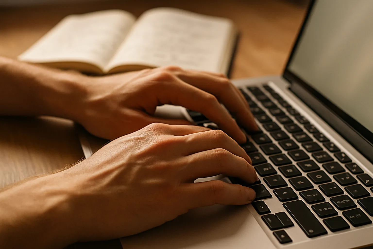 Mehrsprachige Notizen neben einem Laptop beim Erstellen von lokalisiertem Website-Content
