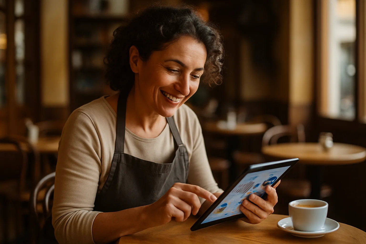 Imprenditrice italiana che esamina un report di analisi sulla visibilità del proprio sito su ChatGPT