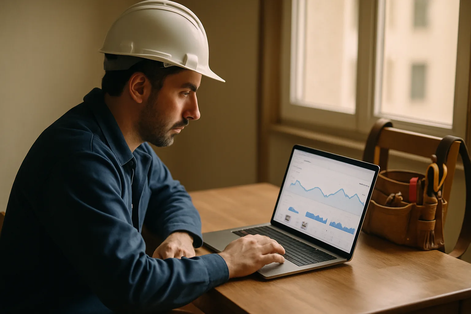 Électricien artisan analysant les performances de son site web et son référencement local