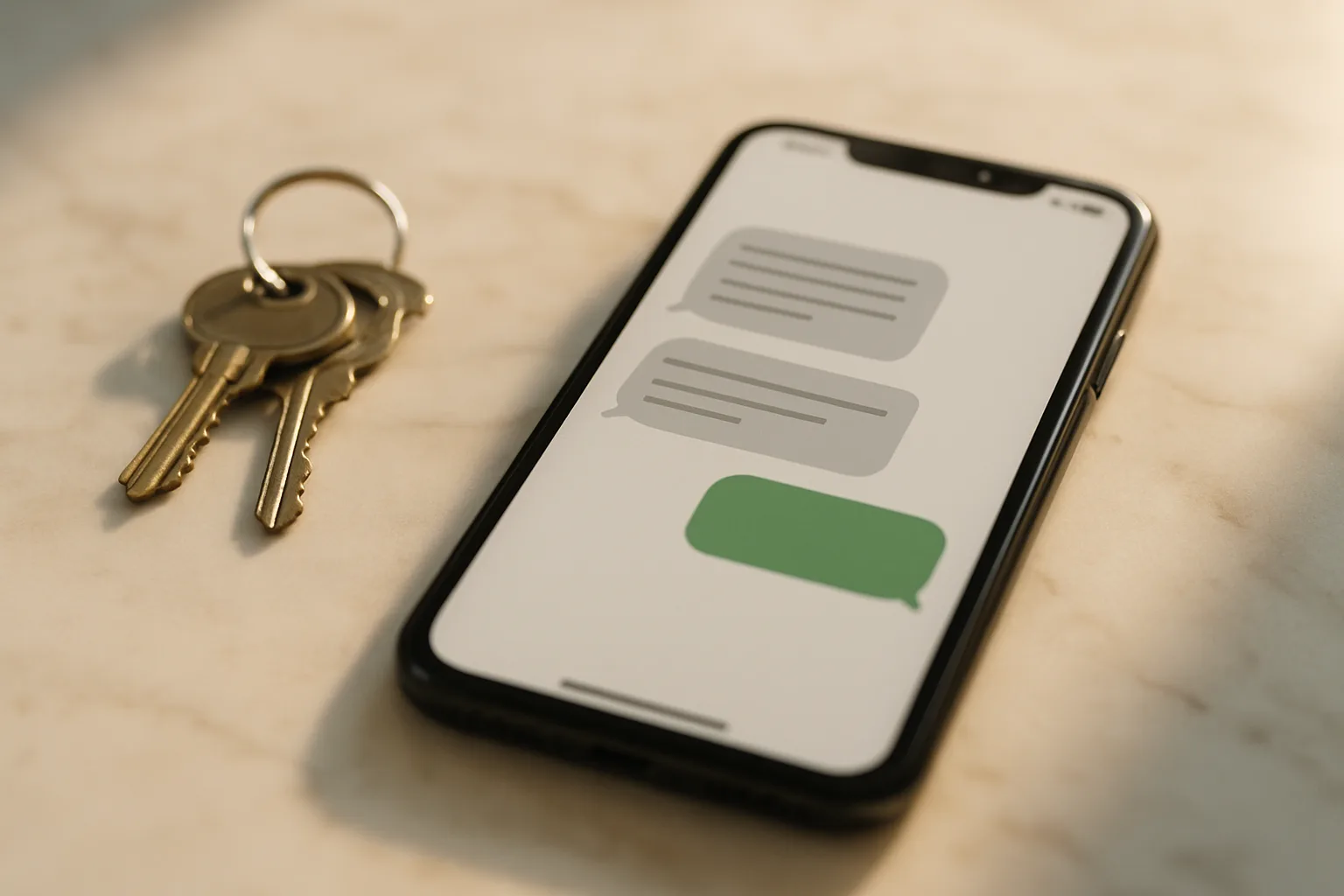 Smartphone showing an automated tenant maintenance request chat conversation