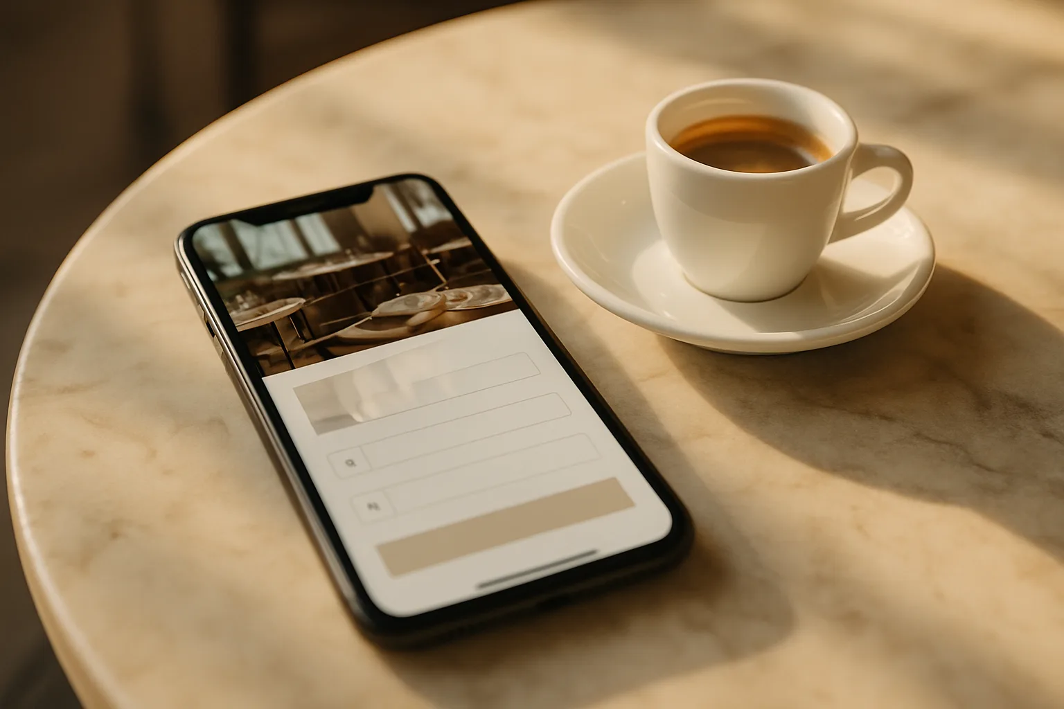 Site internet de restaurant avec module de réservation en ligne affiché sur un smartphone