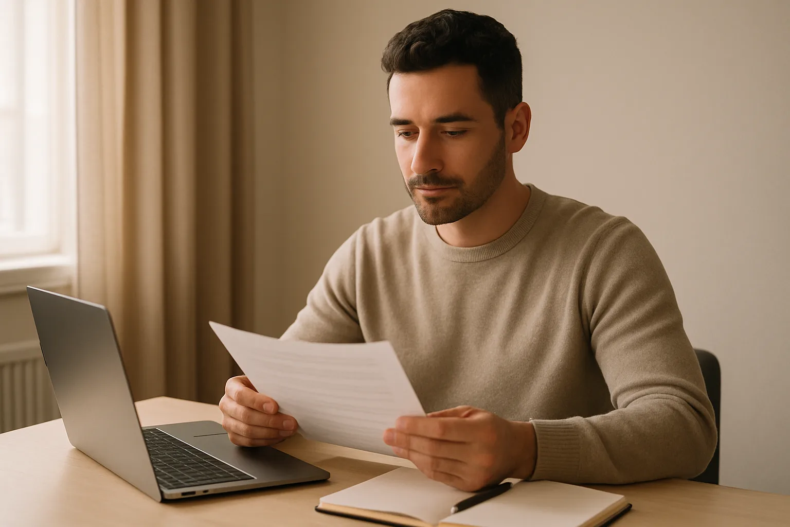 Un indépendant examine son contrat de location de site web mensuel à son bureau