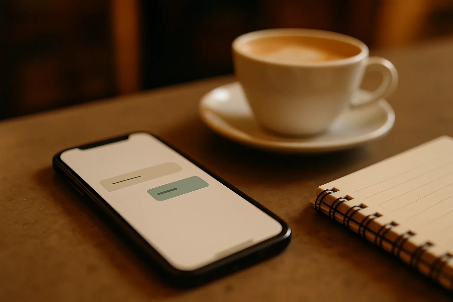 Smartphone-Bildschirm mit einem Chatbot-Dialog auf einer Unternehmenswebsite