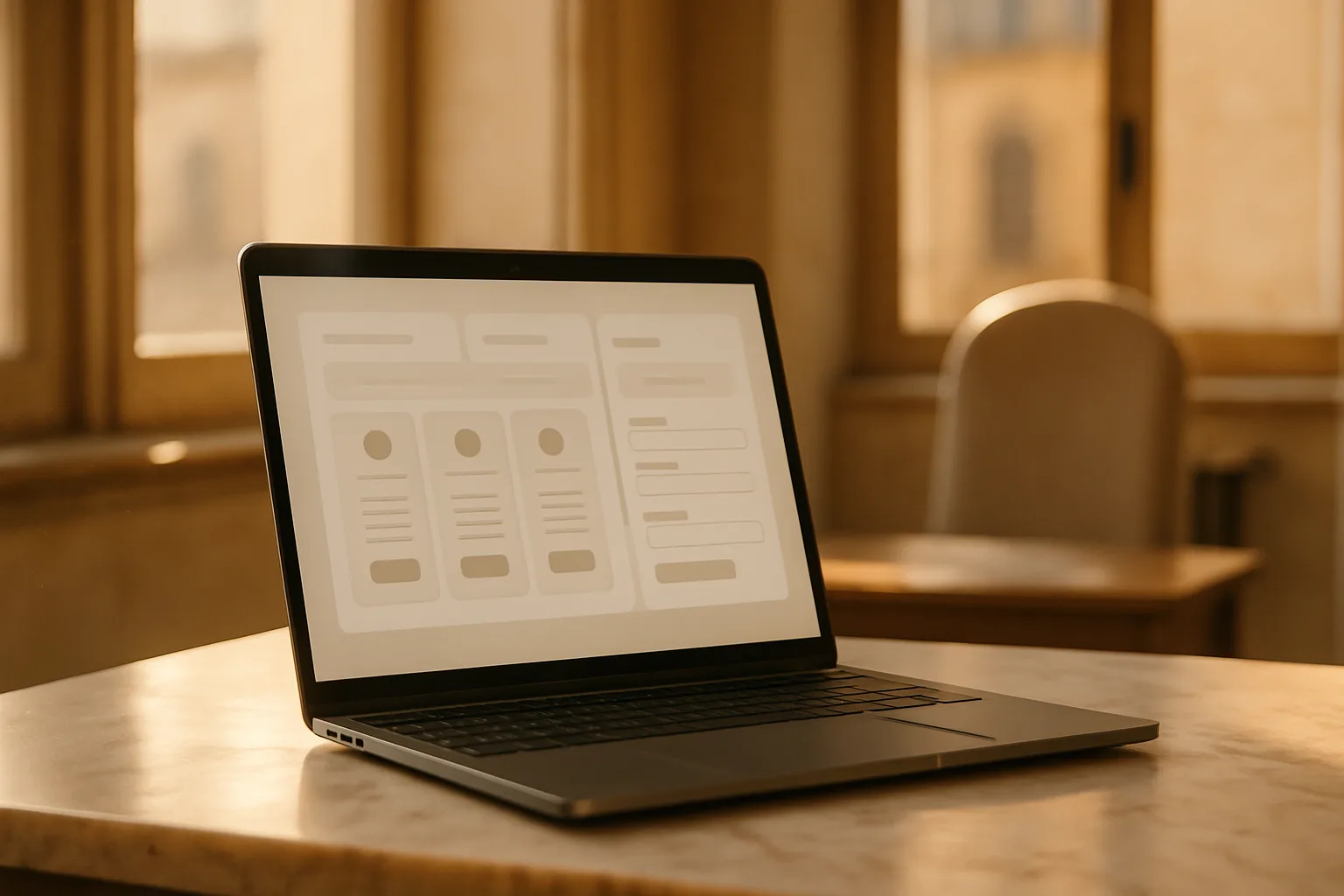 Sito web professionale a prezzo fisso visualizzato su un laptop in un ufficio italiano luminoso
