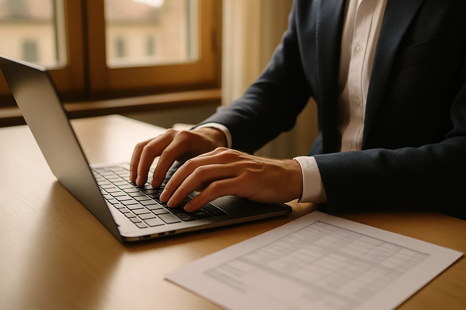 Imprenditore che esamina un preventivo a prezzo fisso per un sito web aziendale