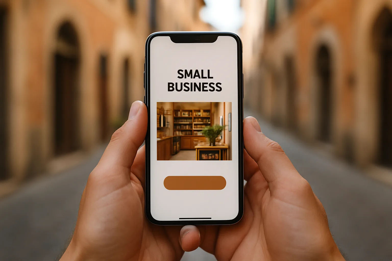 Sito web professionale per piccola impresa visualizzato su smartphone con design moderno e veloce