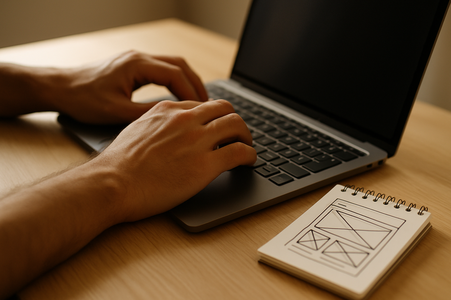 Business owner sketching website structure before using an online website configurator