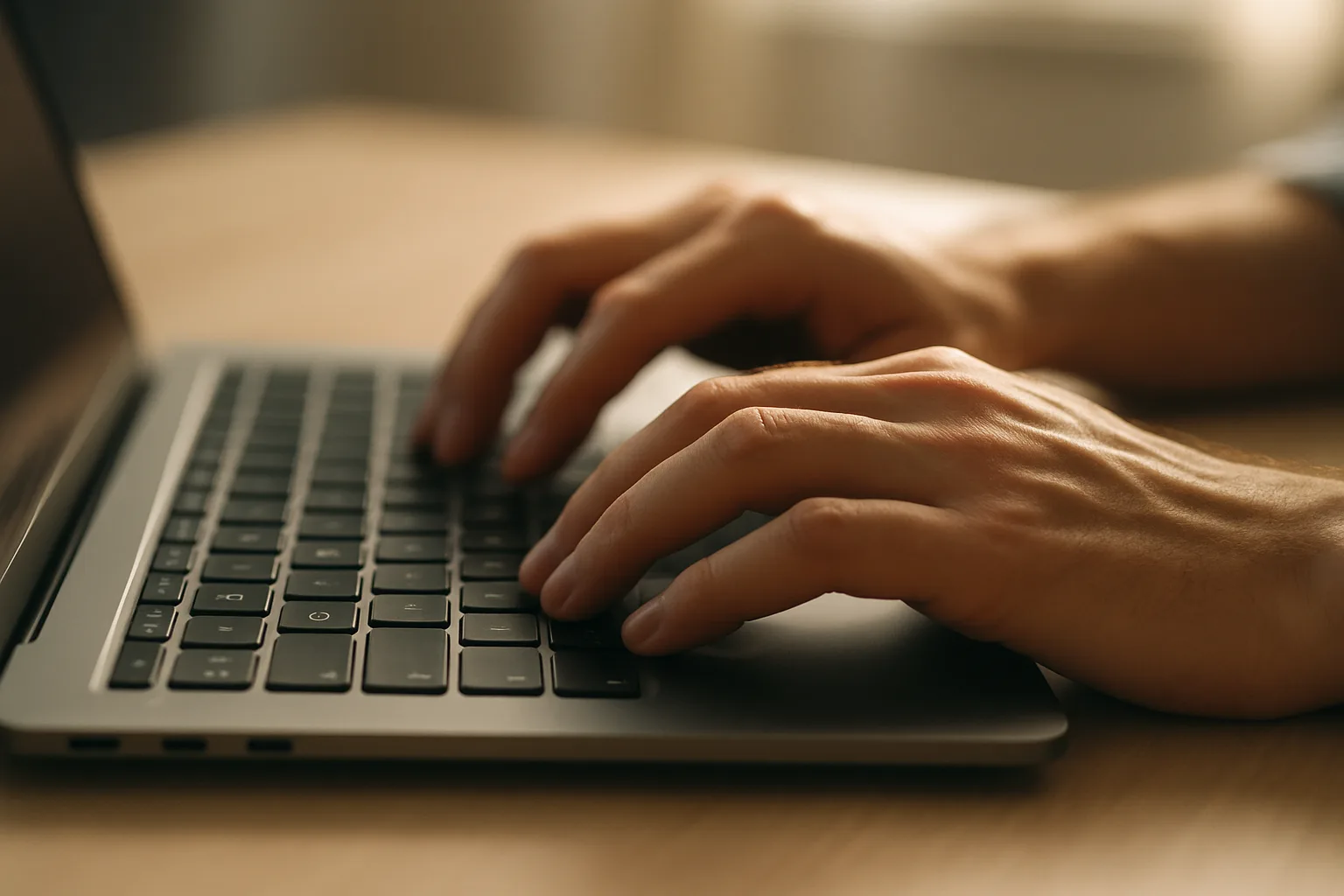 Hände tippen eine Website-URL für einen kostenlosen Website-Checker ein
