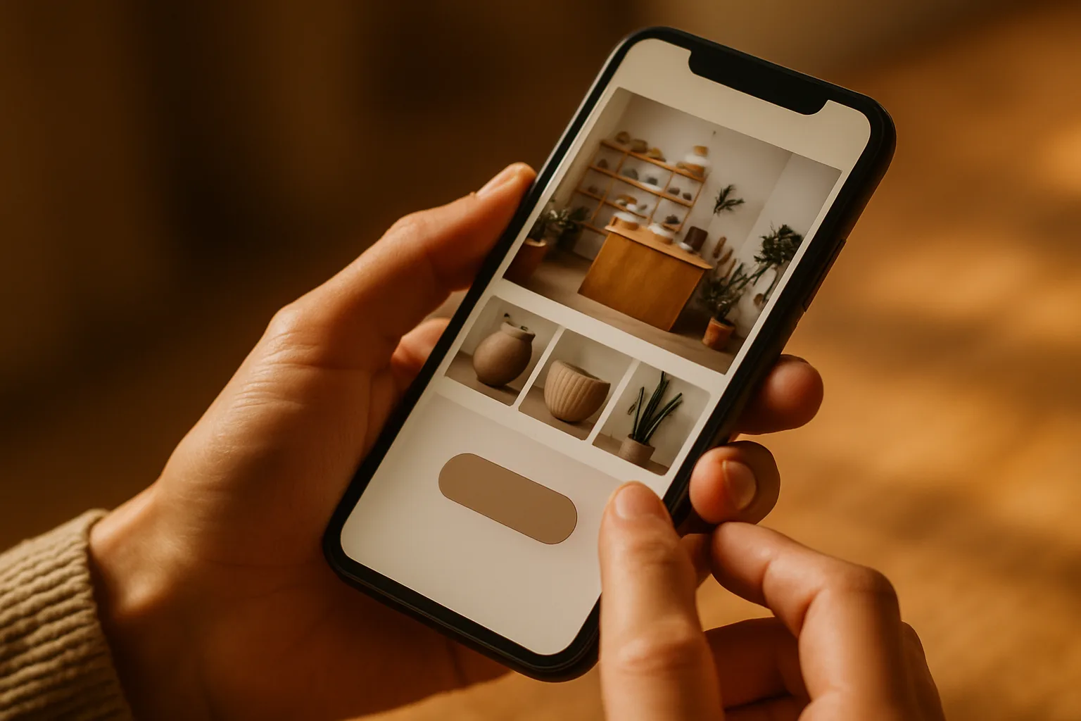 A smartphone displaying a professionally created small business website with a clear booking button