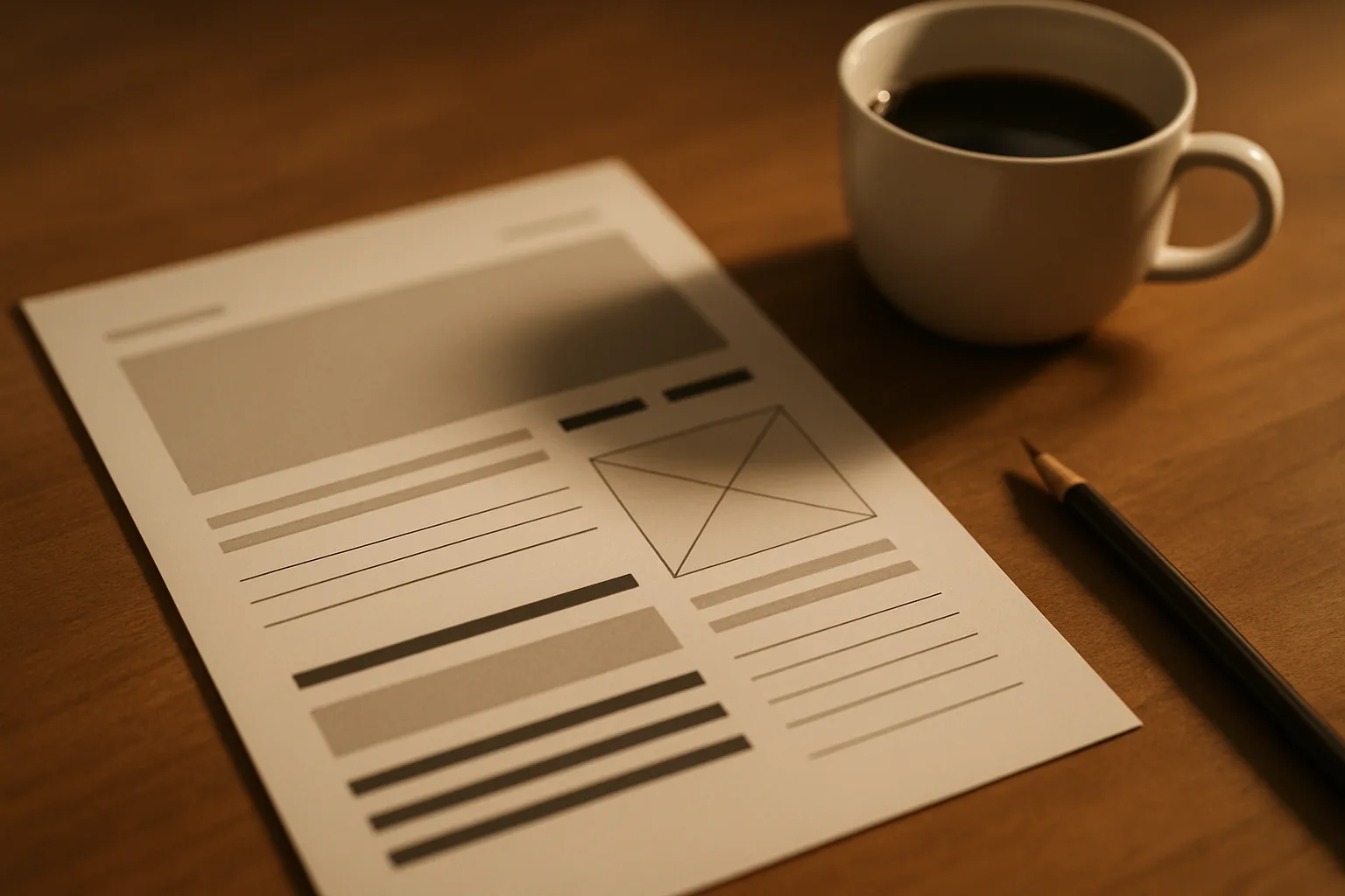 Minimalist website design mockup on a desk with clean layout and generous white space