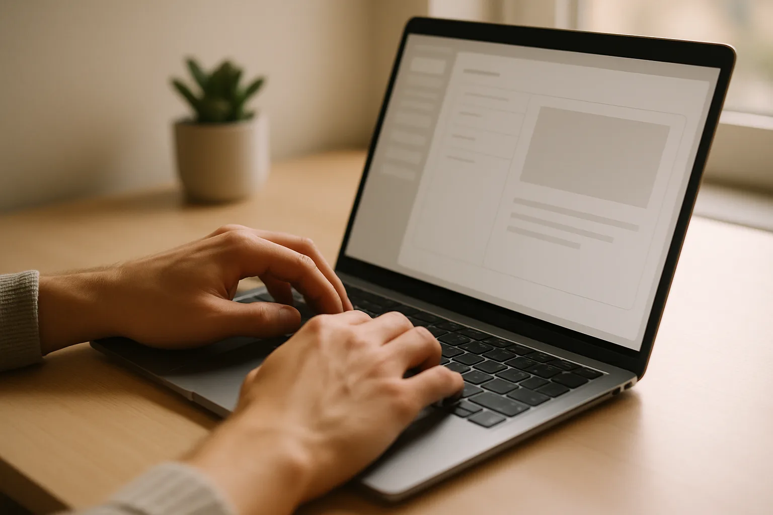 Unternehmer füllt einen Website-Konfigurator am Laptop aus