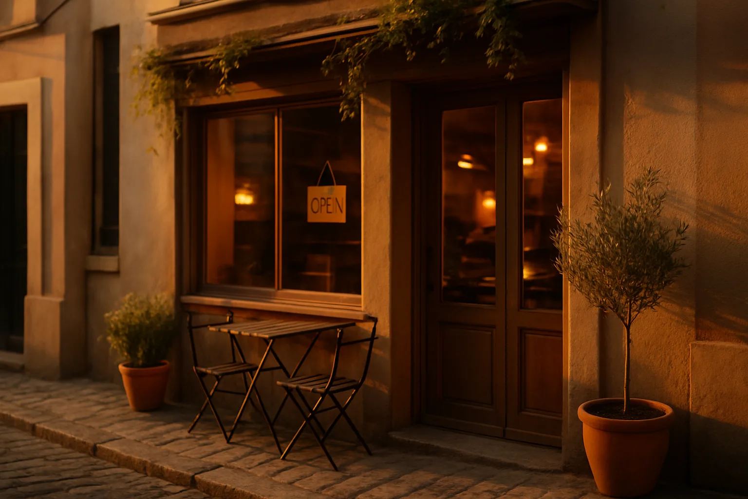 A small European business storefront representing the type of business Domani serves