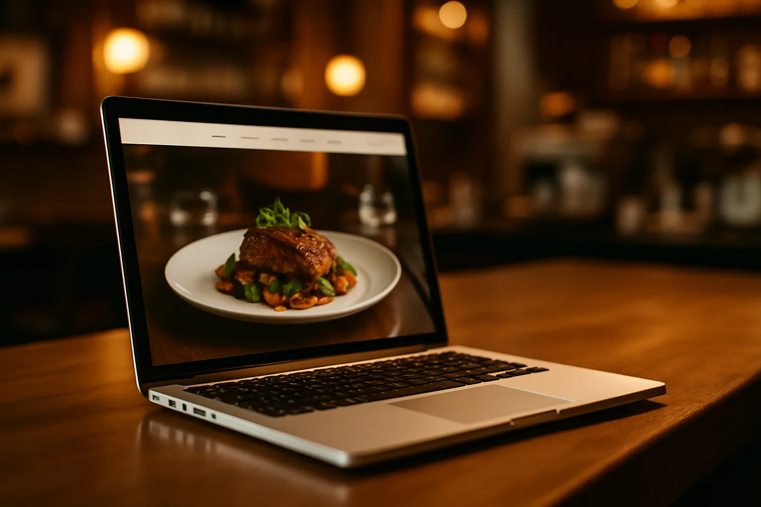 Professionelle Restaurant-Website auf einem Laptop, erstellt mit KI