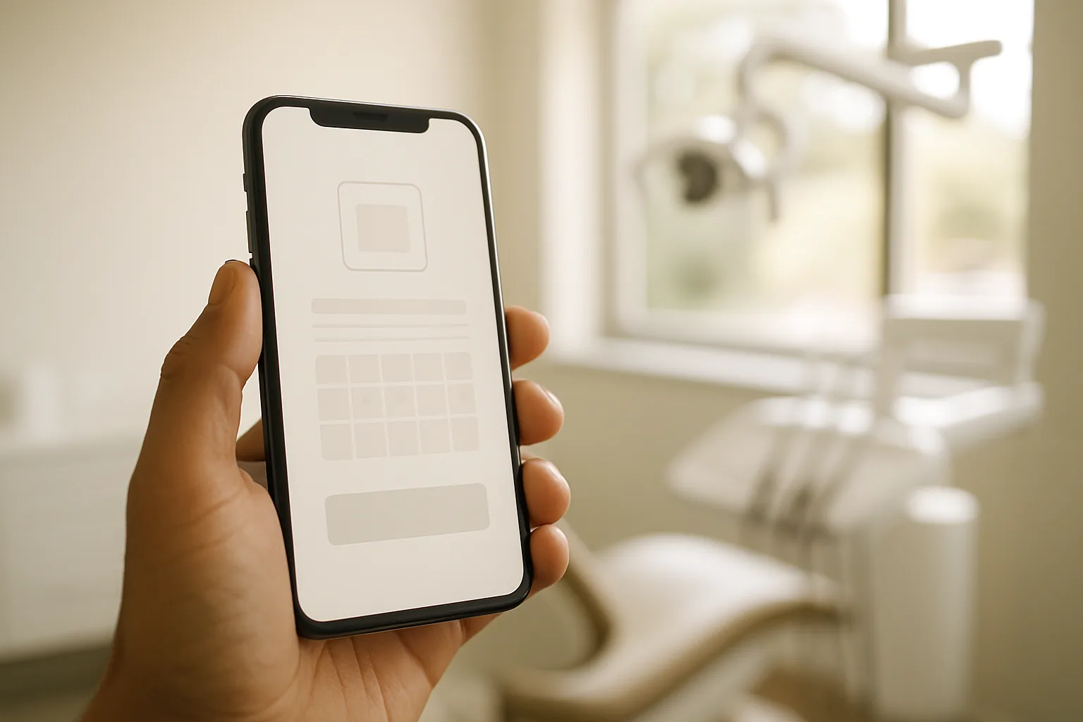 Patient bucht online einen Zahnarzttermin in Berlin über das Smartphone